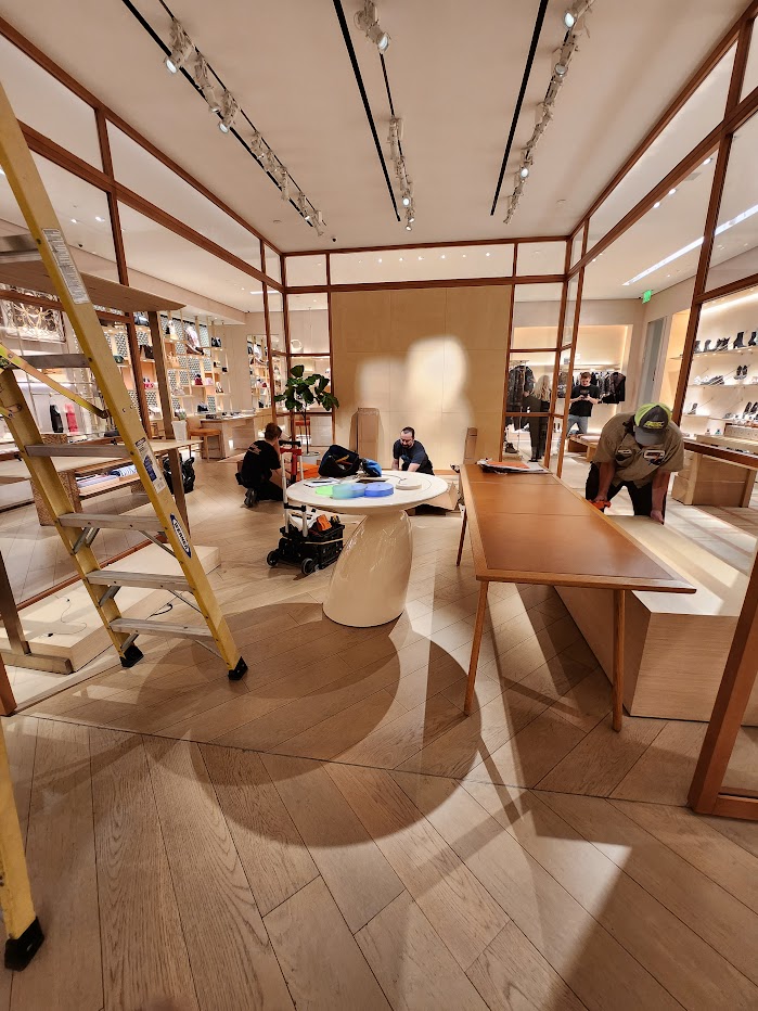 Louis Vuitton interior during commercial flooring installation